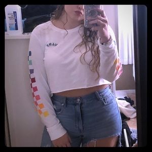 Women’s Vans white checkerboard crop top